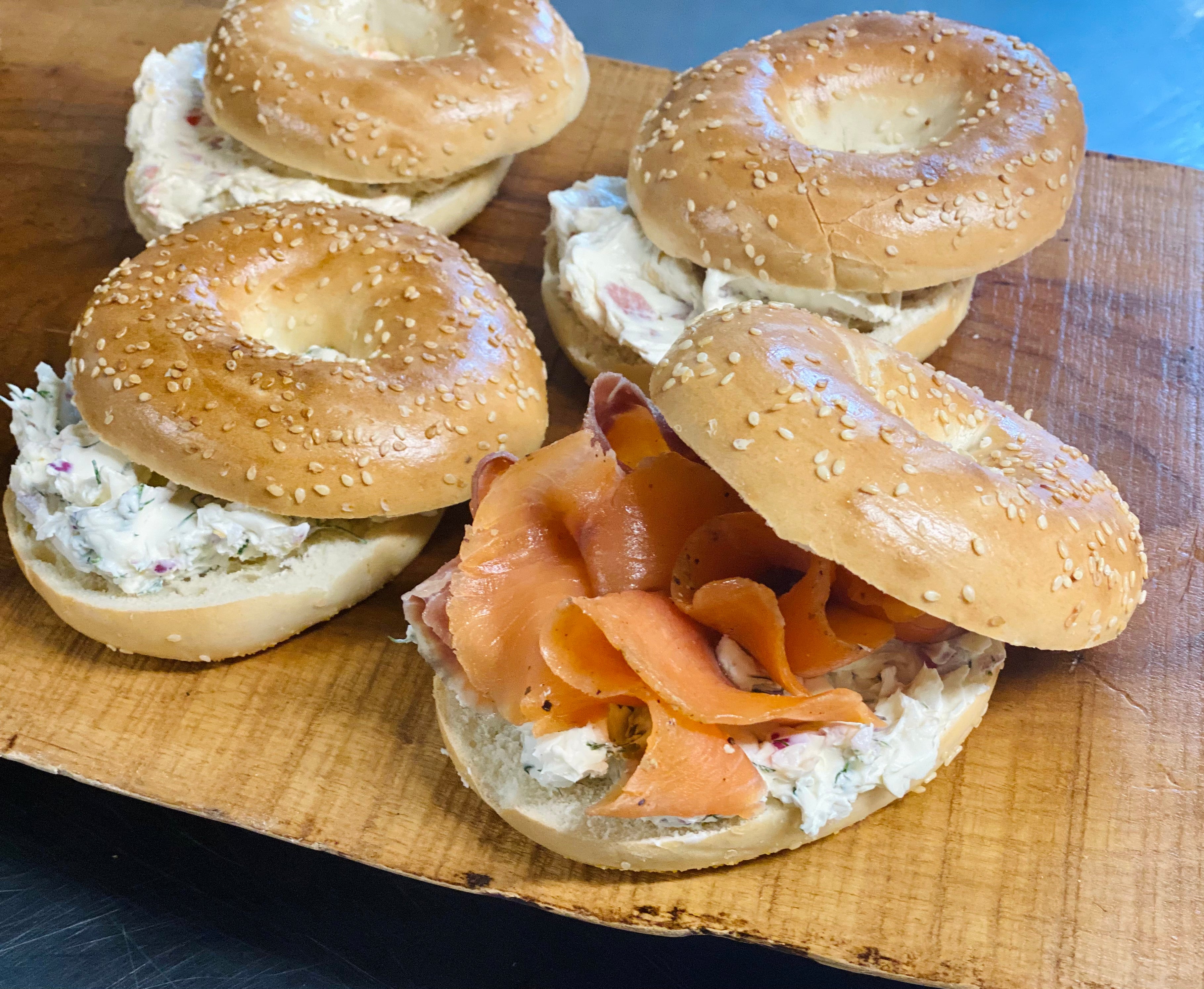 Freshly Baked Bagels with Cream Cheese