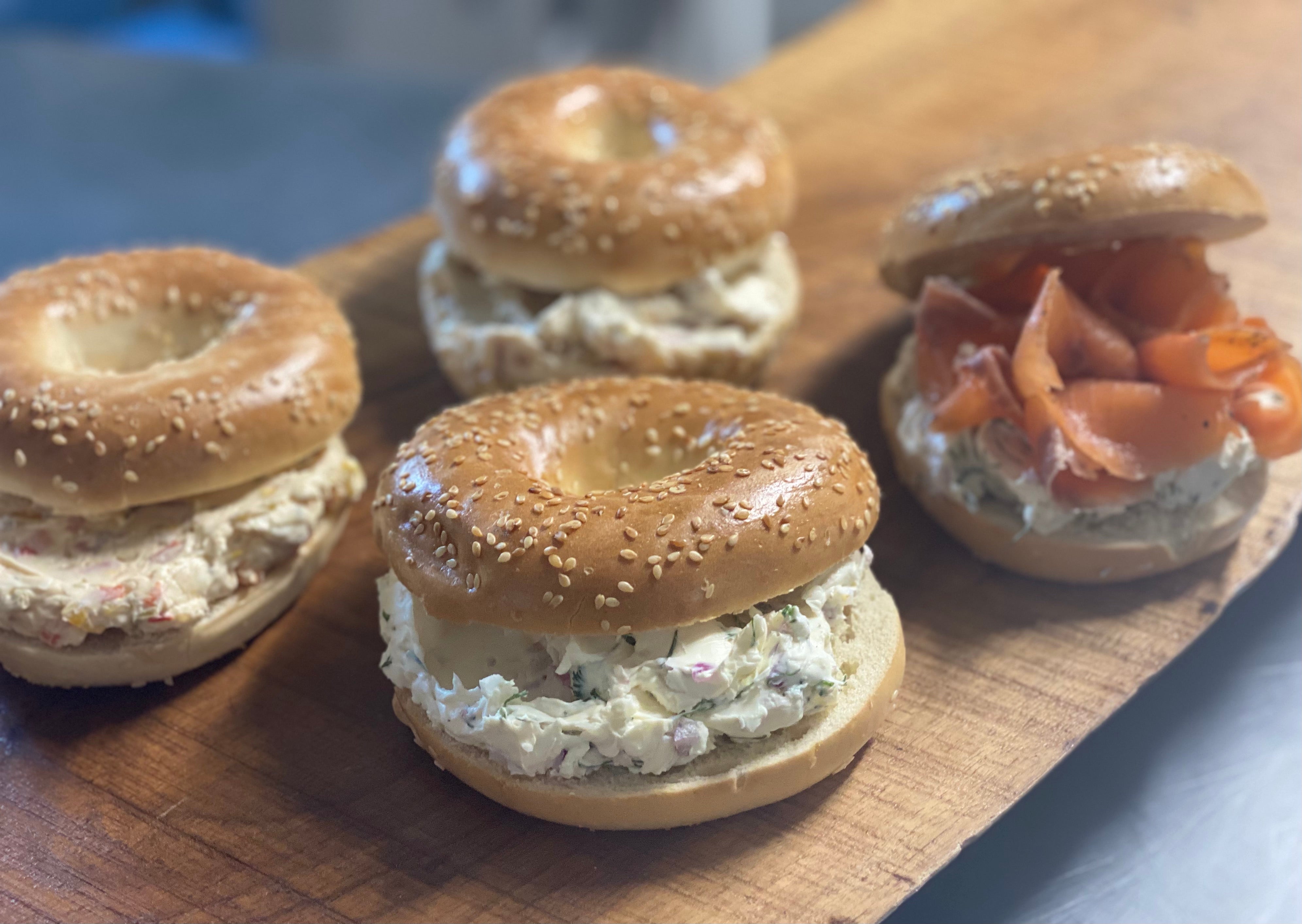 Freshly Baked Bagels with Cream Cheese